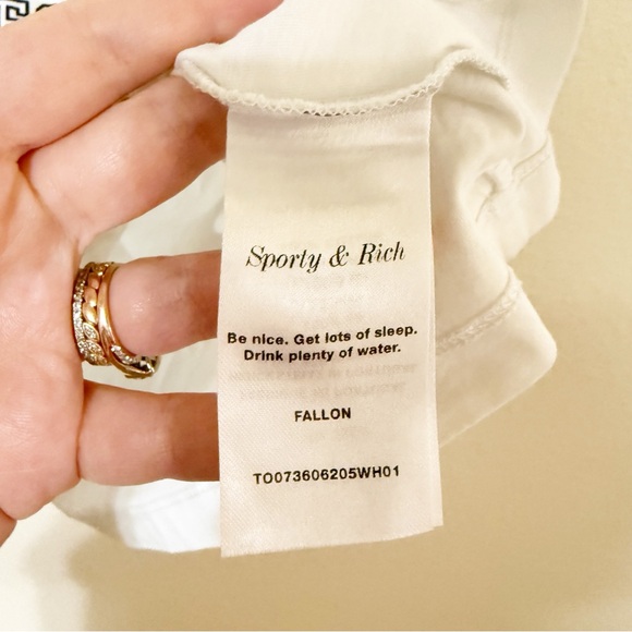 SPORTY & RICH California Emblem Ringer Short Sleeve White/Navy Blue Tee - Picture 7 of 11